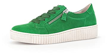 Gabor Damen Low-Top Sneaker, Frauen Halbschuhe,Wechselfußbett,Best Fitting,schnürer,Plateausohle,straßenschuhe,Verde (beige),38 EU / 5 UK