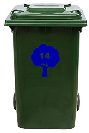 Kliko Aufkleber / Müllkasten Aufkleber - Baum - Nummer 14 - 16,5x18,5 - Blau