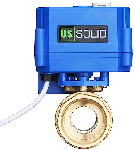 U.S. Solid Motorisierter Kugelhahn - G1 Messing-Elektrischer Kugelhahn mit manueller Funktion, Standardport, 9-24V AC/DC und 3-Draht-1-Wege-Positive-Break-Setup