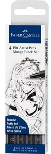 Faber-Castell Set de Rotuladores Pitt Artist Cómic, dibujo y manga Estuche Negro (5 Unidades)