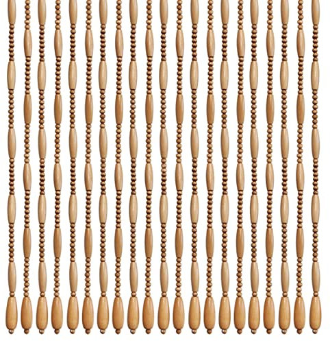 80x200cm Perlé en Bois Naturel Bambou Separateur de Piece Rideaux, Rideau Anti Mouche Cordes Suspendu Décorative, Bois Massif Rideaux Perle pour Restaurant Porte Entrée Salon Diviseur de Placard ( Col