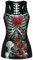 Ocean Plus Femme Crâne Sport Débardeurs Gothique Cache-cœur Gilet d'entraînement sans Manches Chemise Criss Cross Noir T-Shirt Halloween (M (Brustumfang: 86 cm), Squelette de Roses)