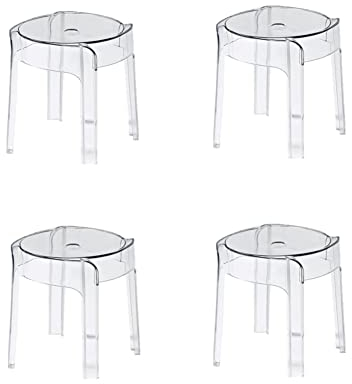 DRXRD Acryl-duschhocker Moderner Klarer Hocker 30cm Höhe 4er Set für Rasieren Sie Ihre Beine rutschfest Wasserdicht Fußhocker Geeignet für Kinder und Erwachsene S Transparentcolor