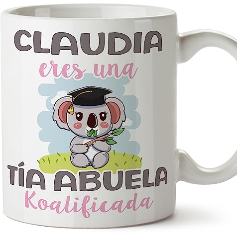 MUGFFINS Tazas Personalizadas para TÍA ABUELA - En Español - Koalificados Personalizados - 11 oz / 330 ml - Regalo personalizable original y divertido
