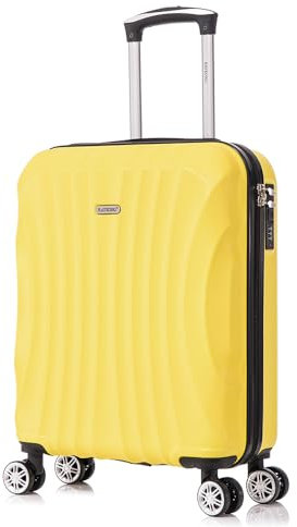 RAYKONG Maleta de Cabina ABS 55x40x20cm (44L) - Maletas de Viaje Pequeñas Ligeras 20 Pulgadas - Amarillo