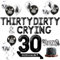JeVenis 22 PCS Thirty Dirty & Crying Birthday Decoration Gothic Birthday Emo Birthday Party Banner Thirtieth Goth Thirty Flirty And Thriving Decoration