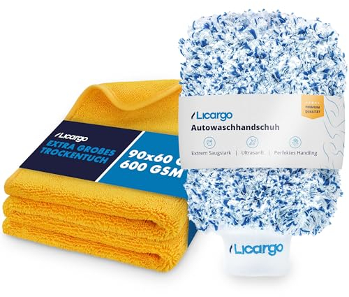 LICARGO® Auto Trockentuch XXL 90x60cm - Autowaschhandschuh aus ultraweicher Mikrofaser