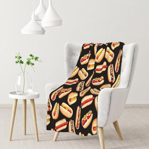 ASEELO 102 x 76 cm Decke Fun Food Hot Dogs Fleece Decke Sofa Überwurf für Bett und Couch Reisen
