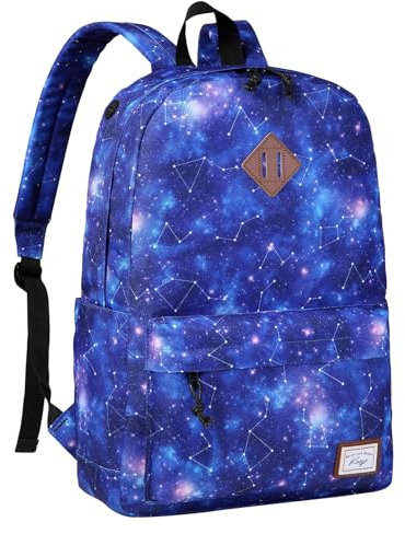 Kasgo Schulrucksack, Wasserabweisend 15.6 Zoll Laptop Rucksack Daypack Klassischen für Teenage Jungen Herren Damen Reise Sternenhimmel