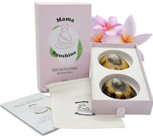 Mama sunshine Coquillages d'allaitement Nacre Naturelle - Protège-Mamelons Écologiques - Soulagement des Douleurs et Prévention des Crevasses - Taille L 6 cm à 6,5 cm