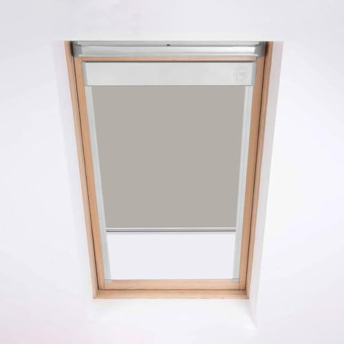 Classic Roof Blinds Persiana lucernario, per finestre Fakro, tenda oscurante, pietra, telaio in alluminio argento (94/98 (codice 15))