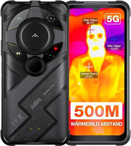 AGM G2 Guardian Outdoor Smartphone 5G mit Wärmebild Monokular 500 Meter, Outdoor Handy ohne Vertrag Wärmebildkamera 256 * 192 10mm Objektiv, 8+256GB Qualcomm QCM6490 6.58 FHD 108 MP NFC(2024)