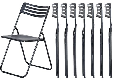 Liink1Ga Klappstuhl Gartenstühle 8er Set, Campingstuhl Faltbarer Campingstühle Klappstuhl Konferenzstuhl Besucherstuhl Garten Camping Stuhl bis 150 kg,Kunststoffsitz und Metallrahmen,Schwarz