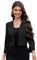 Hobrounn Elegante Langarm Vorne Offen Gebogener Saum Strickjacke Kurz Bolero Festlich Arbeit Business Blazer für Damen (Schwarz,M