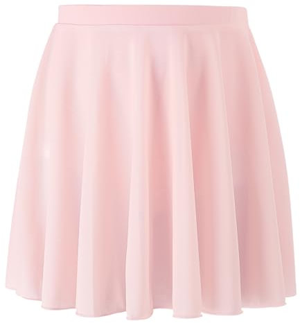 SPFASZEIV Ballet Skirt Pull On Ballet Skirts for Girls Kids Elastic Mesh Dance Ballerina Skirt Pink M