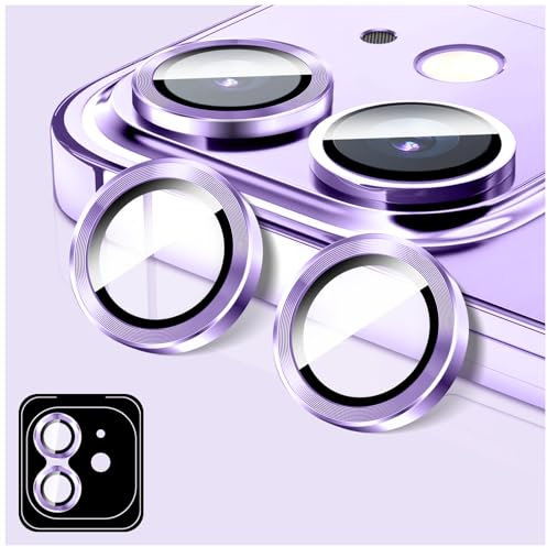 LucBuy Camera Lens Protector Compatible for iPhone 12/12 Mini, Tempered Glass Camera Cover Screen Protector, HD Anti Scratch Phone Accessories, Automatic-Alignment Metal Independent Rings