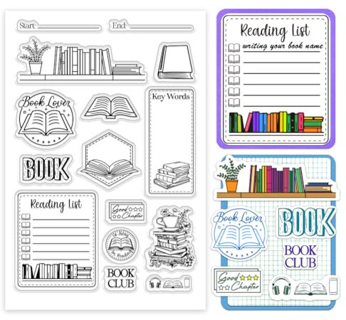 PH PandaHall Buchlese-Etikett Transparente Klare Stempel Handwerk Briefmarken Mini Art Label Plastikstempel Klare Gummistempel für DIY Scrapbooking Kartenherstellung Fotoalbum Dekorativ