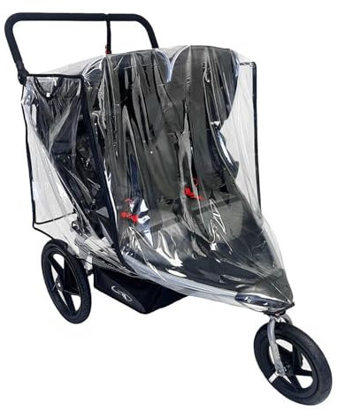 SASHA'S Rain and Wind Cover for Bob Gear Revolution Flex 3.0 Duallie Double Jogging Stroller,Zipper Access, Maximum Coverage, Weather Shield (Jogger not Included)