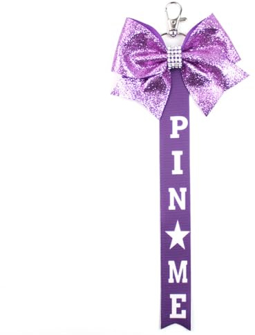 Cheerleader Pin Me Bow Schlüsselanhänger Glitzer Pin 10 PCS Pin Me Band für Cheer Bag mit Strasssteinen Cheer Bow Holder Hängender langer Schleifen Schlüsselanhänger Funkelnde Schlüsselanhänger