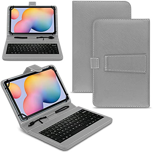 Tablet Hülle kompatibel für Xiaomi Pad 5 Tasche Tastatur Universal Schutzhülle Keyboard QWERTZ Layout, Farben:Grau