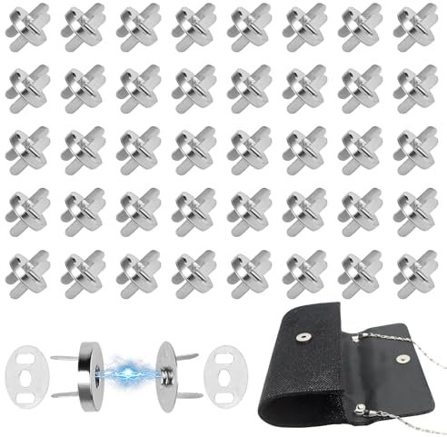 160 Stück (40 Sets) Metall Magnetknopf für Taschen, 18 mm Häkeltaschenverschlüssen, Runde Knöpfe für Diy Tasche ，Druckknöpfe Ohne Nähen, Magnetverschluss Tasche für Rucksack,Handtasche,Geldbörsen