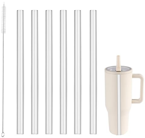 Straw Replacement Compatible with HydroJug, Replacment Straw designed for HydroJug Traveler with Flip Straw, Straw used for HydroJug 40 oz, Accessories Set Include 6 Straws and 1 Cleaning Bursh