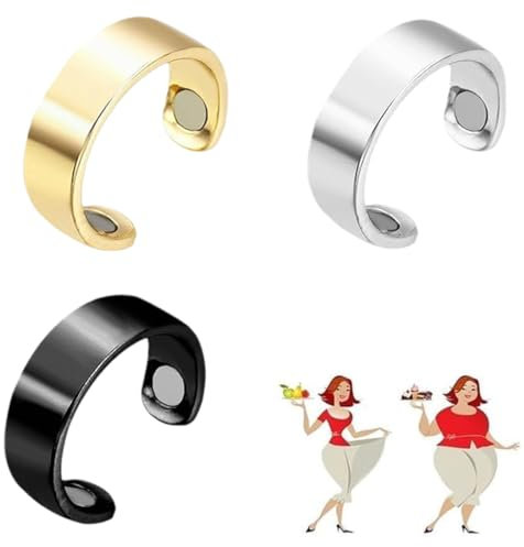 XURJUMI 3 Stücke Ringe Frauen Magnetringe Damen,Lymphdrainage Magnetring Damen Herren,Frauen Finger Kupfer 4 Ultrastarke Magnete Verstellbar