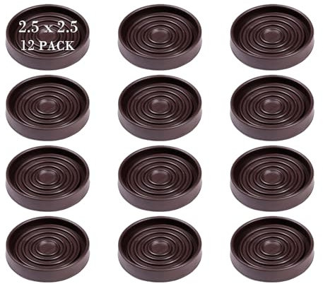 Fursafe&Q Lot de 12 patins ronds en caoutchouc antidérapants pour meubles en bois dur avec poignée antidérapante au sol, butées de lit pour éviter de glisser, patins antidérapants pour pieds de canapé