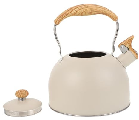 MAGICLULU Bouilloire Sifflante 2,5 l Beige En Acier Inoxydable Alimentaire Épaissie, Résistance Haute Température, Utilisation Familiale Et Bureaux
