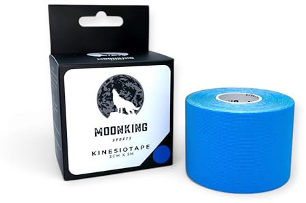 MoonKing Sports - Kinesiotape Blau (5cm x 5m) - Wasserfestes & Elastisches Kinesio Tape - Muskelband hypoallergen - Kinesiologie Tape
