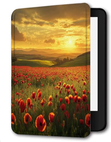 for 6 Kindle Paperwhite 5/6/7th Generation Case 2012,2013,2015,2016 Version (Model: EY21 / DP75SDI),Slim PU Leather Hard Cover for Kindle Paperwhite 6 inch,Sunshine Flower Field