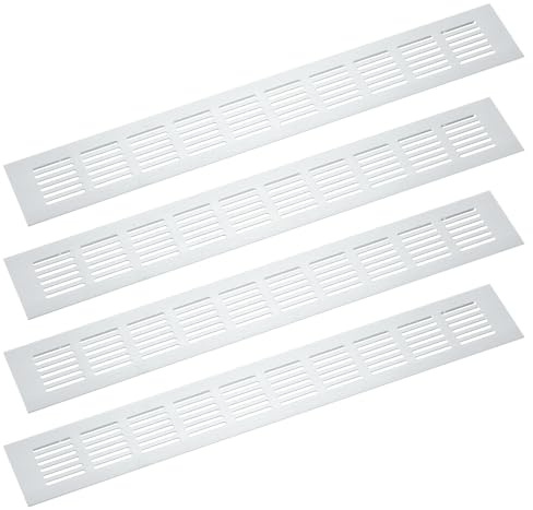 QUARKZMAN Cubierta de Rejillas de Ventilación, 4 Piezas 400 x 60mm - Cubierta de Rejilla de Ventilación de Malla de Aleación de Aluminio, Rejilla de Ventilación con Lamas Rectangulares