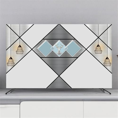 Hixingo Cubierta Antipolvo para TV, Funda para Televisor Elástico Protector para Smart TV, Cubierta de Televisión Pantalla de Funda impresión de Ciervos (Gris oscuro,65)