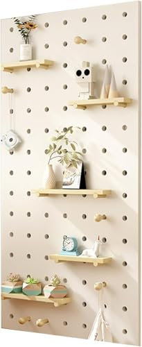 Panneau perforé mural, petits kits de panneaux perforés, panneaux organisateurs de panneaux perforés blancs, combinaison de panneaux perforés en bois massif for salle d'artisanat et cuisine(60x120cm)