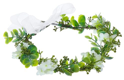 MBAIYO Blumenkranz Haare Haar für Mädchen, Künstliche Blumen Krone Braut Kopfstück Greenery Krone Haarreif Verstellbares Boho Haarband Floral Girlande Stirnband für Erstkommunion Hochzeit Party