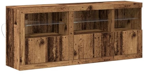 vidaXL Anrichte mit LED-Lichtern Altholz 162x37x67 cm Pressholz