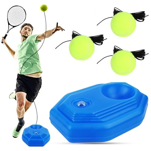 Entraîneur de tennis, machine à balles de tennis, équipement d'entraînement de tennis avec 3 balles de rebond, équipement de tennis portable, équipement de pratique de tennis anti-enchevêtrement pour
