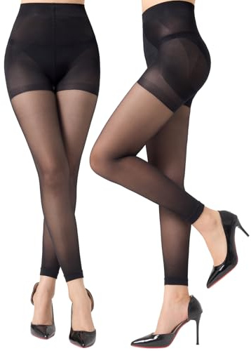 Aaronano Feinstrumpfhose Damen Ohne Fuss Ballett Strumpfhose | Bauchweg Leggings,Ohne Fuß,2 Paar,40D