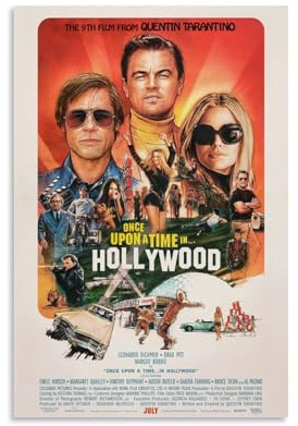 YRUAWRH Once Upon A Time...in Hollywood-Poster, Wandkunst, ästhetische Leinwand, Vintage-Poster, dekoratives Gemälde für Schlafzimmer, Wohnzimmer, 30 x 45 cm, ungerahmter Stil