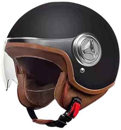 Jethelm mit Visier, Roller Helm mit Sonnenblende Vintage Motorradhelm Mopedhelm Scooter Helm Sonnenschutzhelme Für Herren Und Damen, 28x23cm