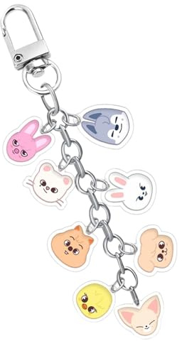 Fonyiunce Stray Porte-clés dessin animé Skzoo, Porte-Clés en Acrylique Stray Kids, Face Kpop Fan Design, pour Stray, Garçons et Filles