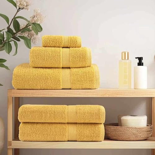 Gecheer Waschhandschuhe 4 pcs Gold 15 x 21 cm Baumwolle, Kuschelweich Saugstarke Frottee-Handschuhe für Babypflege Sauna Dusche Gesichtsreinigung