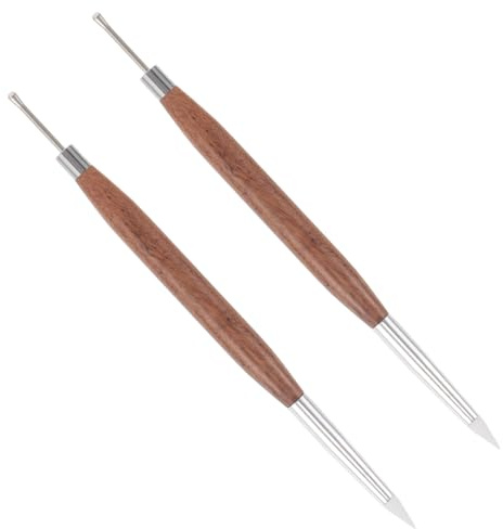 HAMPPLIES 2 Piezas Herramientas de Uñas Doble Punta con Mango Silicona para Esculpir Pintar Raspar Gel Embosar y Diseñar Uñas Profesionales y Caseras