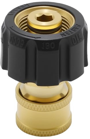 Ollanoos Hochdruckreiniger-Adapter mit Schnellkupplung, Messing-Innengewindeanschluss, Schnellkupplung M22 auf 1/4 Zoll, Geeignet für Autowäsche und Umbau von Wasserleitungen im Haushalt