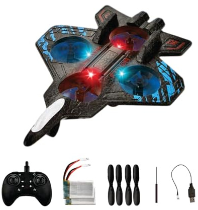 KASETO Remote Control Airplane Fighter Jet, RC Plane for Kids and Adults, Toys with LED Lights, Jet, Helicopter, Drone, Boys Gift for Xmas, 360° Flip, Hover System (Model B)