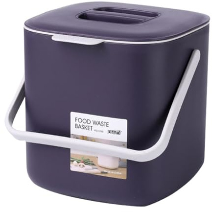 Milisten Poubelle Cuisine en Plastique 8l Couvercle Portable, Tri Humide et Sec, Conteneur à Déchets Compact pour Bureau et Maison, Couleur Violet Foncé