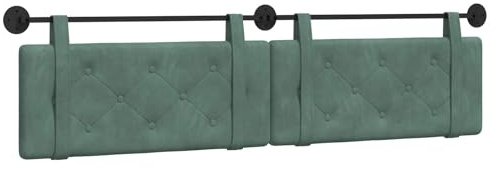 vidaXL Hängendes Kopfteil Meergrün Samt, Moderner rechteckiger Wand-Headboard aus Samt, bezogen mit Bändern, Knopfsteppung für entspannende Schlafzimmer-Deko
