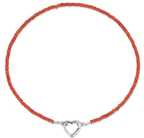 GAVU Perlenkette aus 4 × 2 mm Edelstein für Damen, Herz Ring Halskette für Frauen