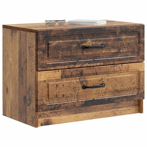 vidaXL Nachttisch Altholz 62 x 34,5 x 44,5 cm Holzwerkstoff, Geräumiger Stauraum, Vintage Schlafzimmer-Deko, praktischer Nachttisch, stylischer Tisch für Dein Zimmer