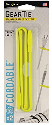 Nite Ize Unisex's Gear Cordable Twist Tie, Neon Yellow, 12-Inch